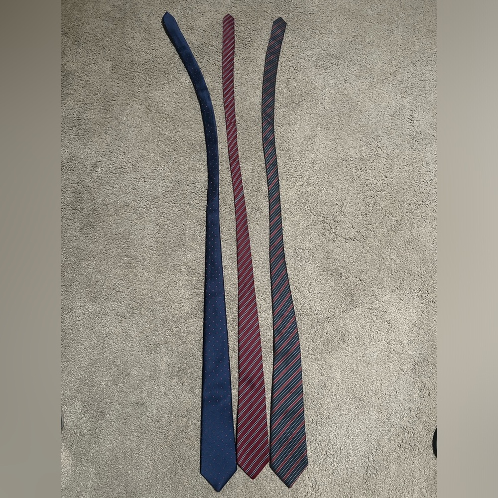Christian Dior Elegant Men's Tie Lot of 3 - Blue and Red Stripes